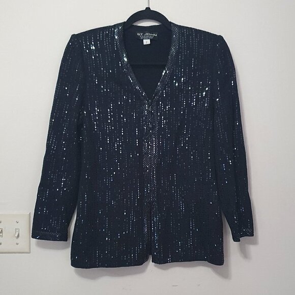 COPY - St. John Evening Knitted Sequins Blazer Jacket - Picture 1 of 11
